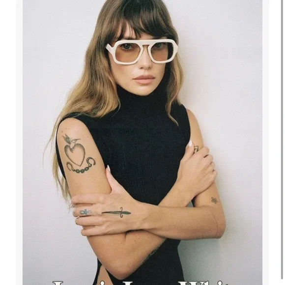 NEW-Jane in Ivory White Elisa Johnson Sunglasses with Case - Picture 4 of 5